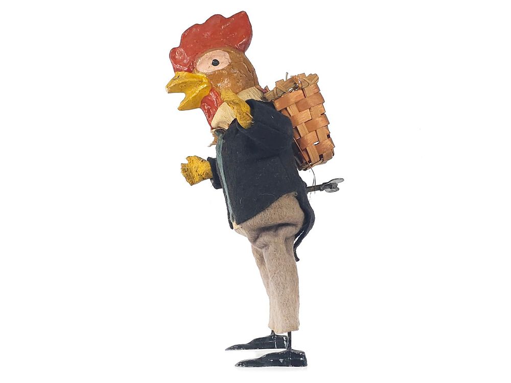 Lot 275: Antique German Windup Rooster Easter Walking Toy