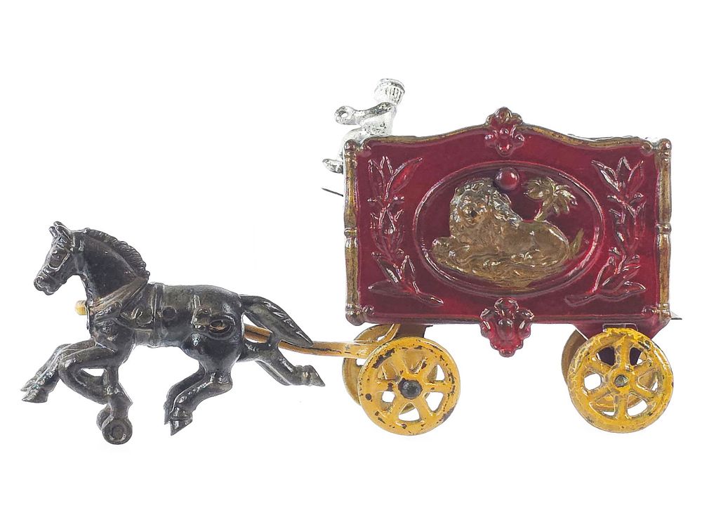Lot 299: Hubley Horse-Drawn Lion Wagon Cast Iron