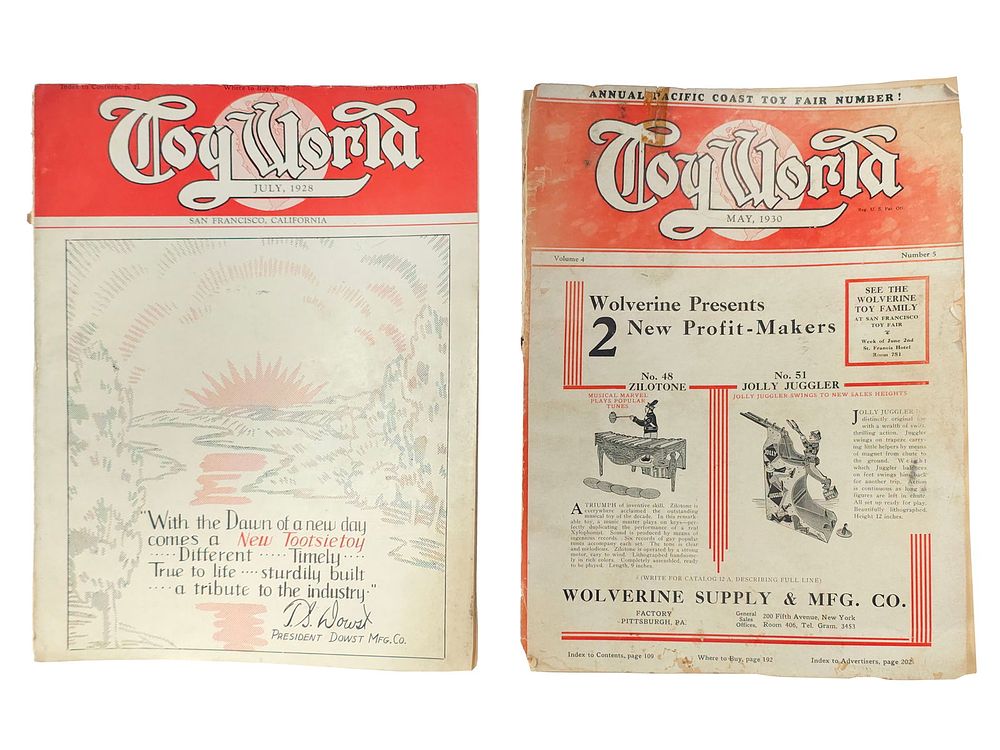 Lot 334: (2) 1928 and 1930 Toy World Toy Fair Magazines