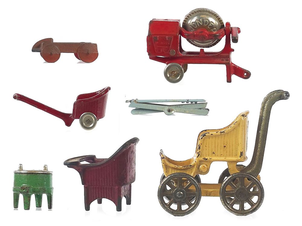 Lot 358: (7) Cast Iron Mixer, Carriage & Furniture Hubley and Kilgore