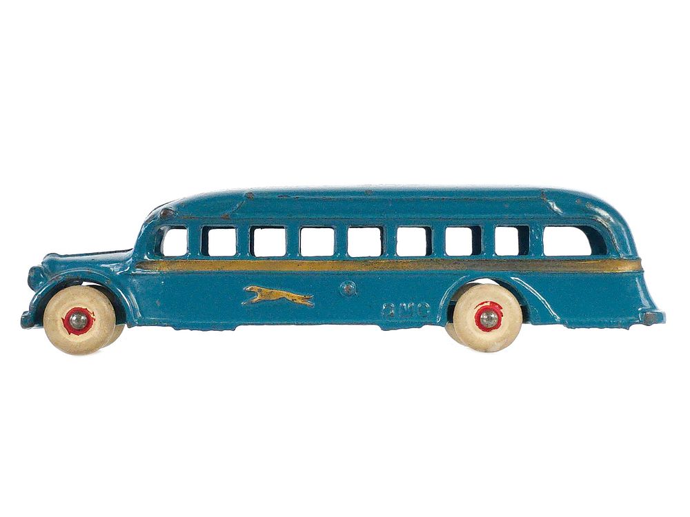 Lot 371: Blue GMC Arcade Cast Iron Greyhound Bus