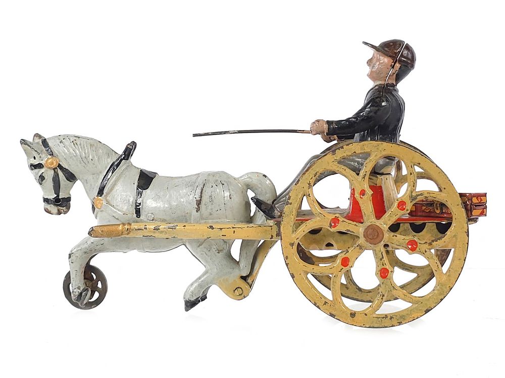Lot 381: J.E. Stevens Cast Iron Horse or Pony and Wagon