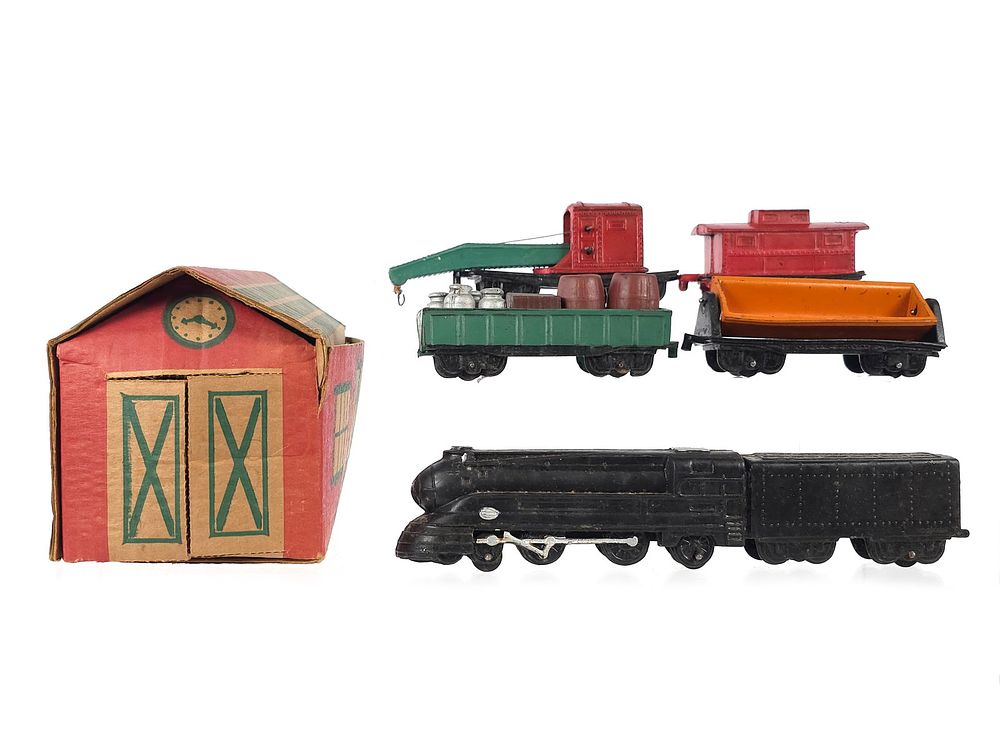 Lot 385: Rubber Streamline Train Set with Station Box