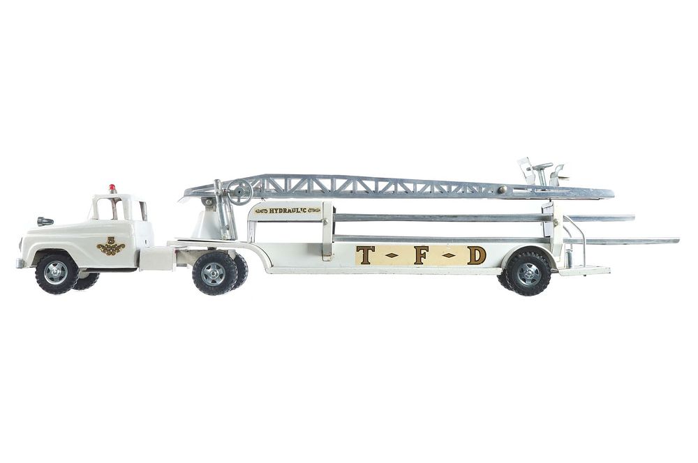 Lot 414: White TFD Fire Ladder Tonka Steel Truck
