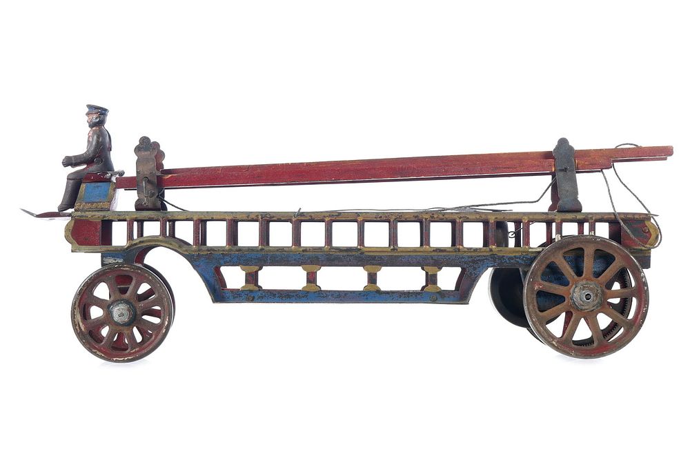 Lot 425: D.P. Clark Ca. 1900 Steel Fire Ladder Truck