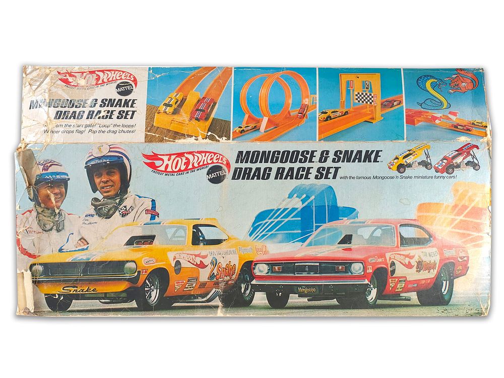Lot 457B: Mongoose & Snake Drag Race Mattel Hot Wheels Set w/Box