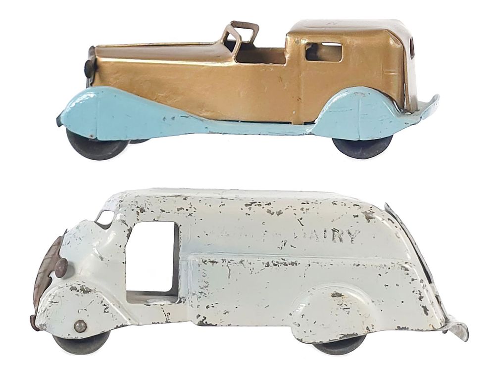Lot 458: (2) Marx Limousine and Steel Dairy Truck