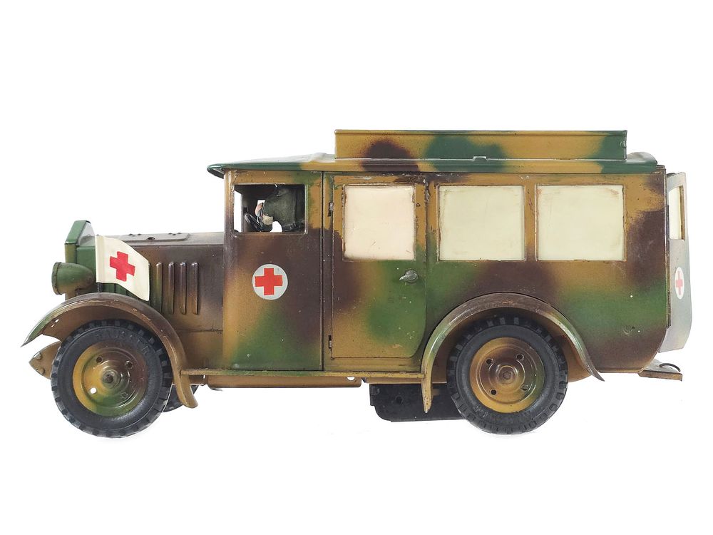 Lot 287: Lineol German Tin Ambulance Windup Toy