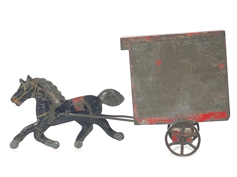 Lot 290: American Horse Drawn Grocery Wagon Tin Toy