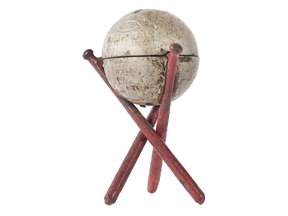 Lot 438: Rare Hubley ca. 1914 Baseball Bank Cast Iron Still Bank