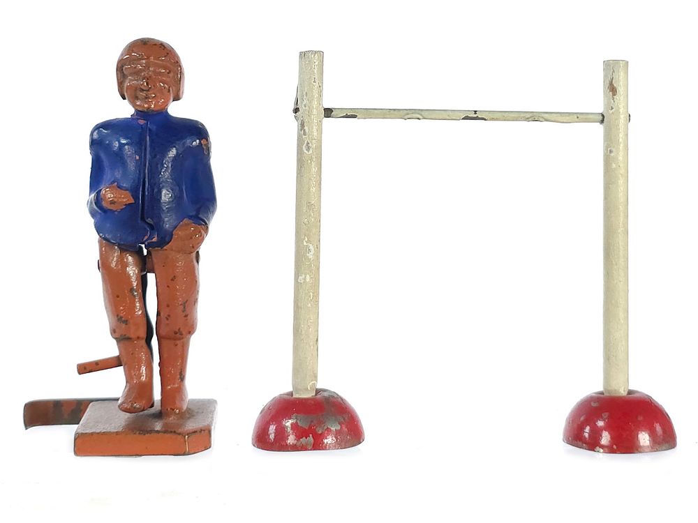 Lot 440B: Cast Iron Football Kicker & Goal Post