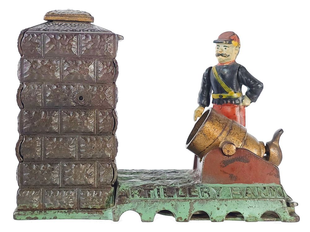 Lot 445: J. & E. Stevens Cast Iron Mechanical No. 24 Artillery Bank