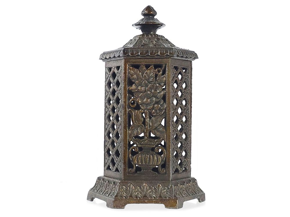 Lot 448: English Cast Iron Floral Space Heater Don Duer Collection