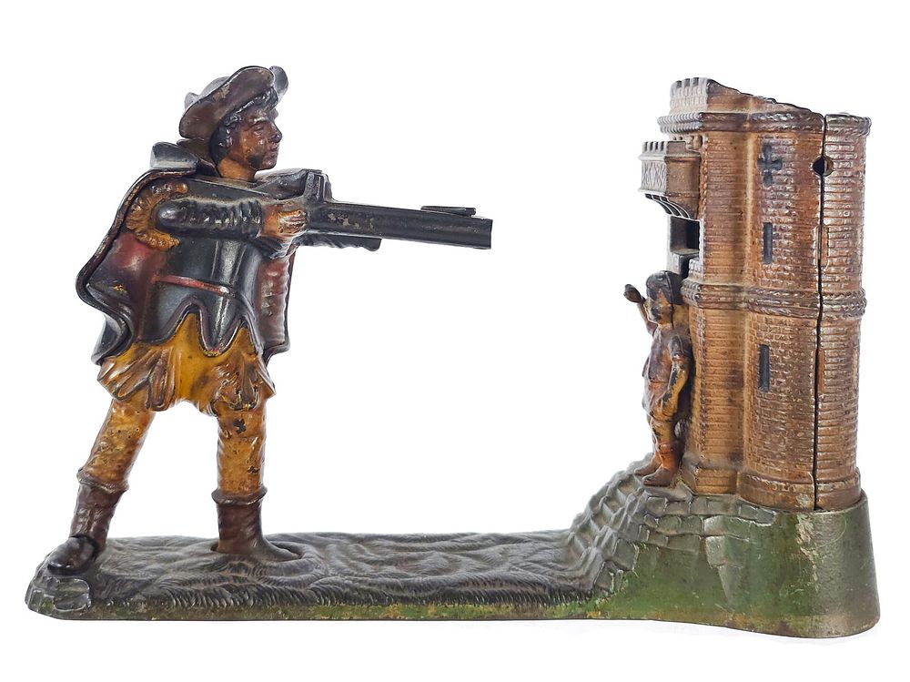 Lot 452: J.& E. Stevens Co. Cast Iron No. 331 “William Tell" Mechanical Bank