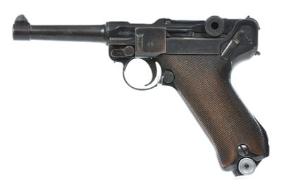 Erfurt Luger P08 with low serial number and original finish. The action functions properly. 