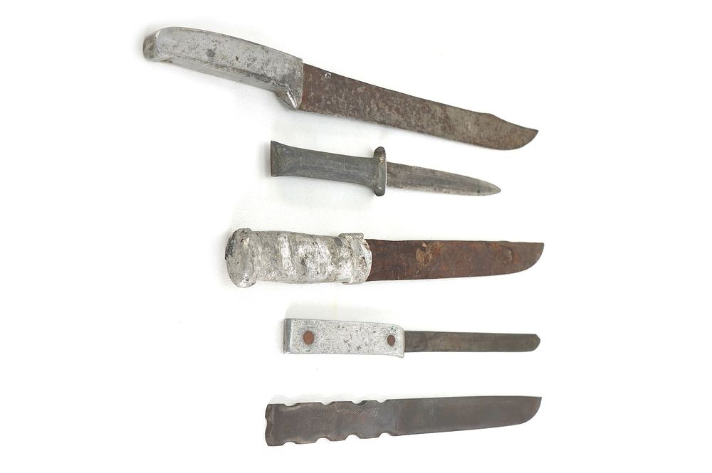 Lot 254: (5) WWII Theater Knives Aluminum Handles