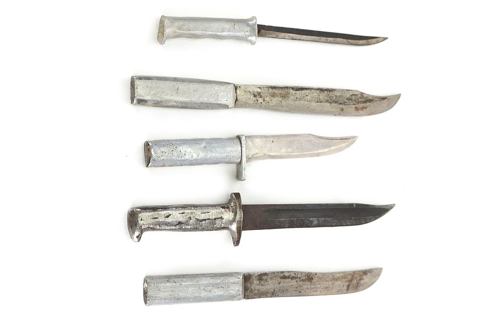 Lot 256: (5) WWII Theater Knives with Aluminum Handles