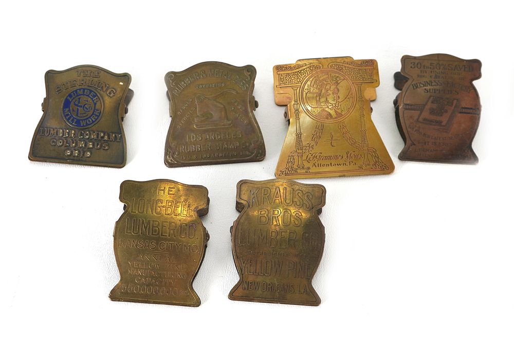 Lot 261: (6) 1930s Promo Advertising Paper Clips Mixed Companies