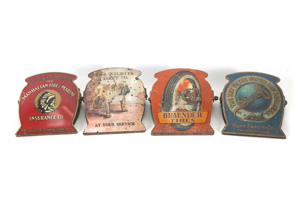 Lot 264: (4) 1930s Steel Advertising Paper Clips Various Companies