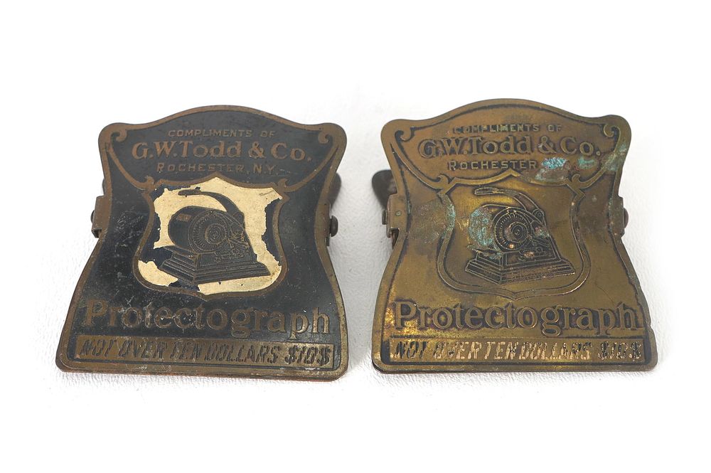 Lot 265: (2) 1930s Brass Promo Advertising Paper Clips G.W. Todd & Co.