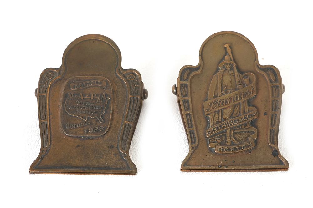 Lot 270: (2) 1930s Brass Premium Advertising Paper Clips NAPA