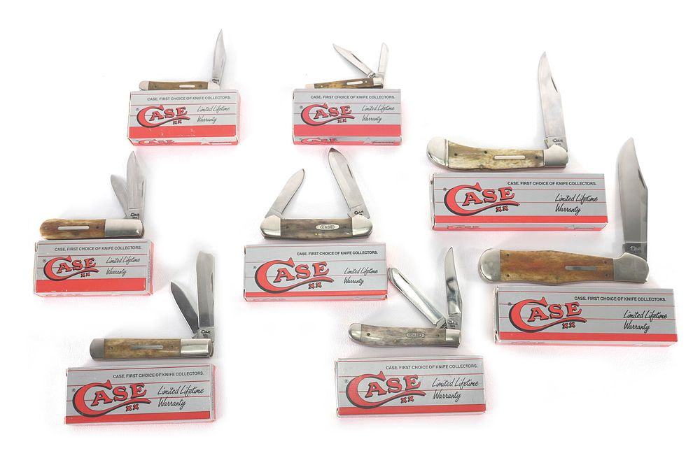 Lot 284: (8) Case Brand Pocket Knives MIB Lot