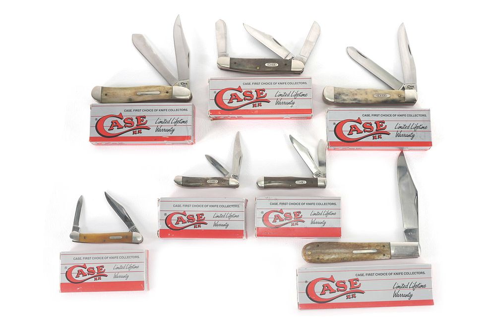 Lot 285: (7) Case Brand Pocket Knives MIB Lot