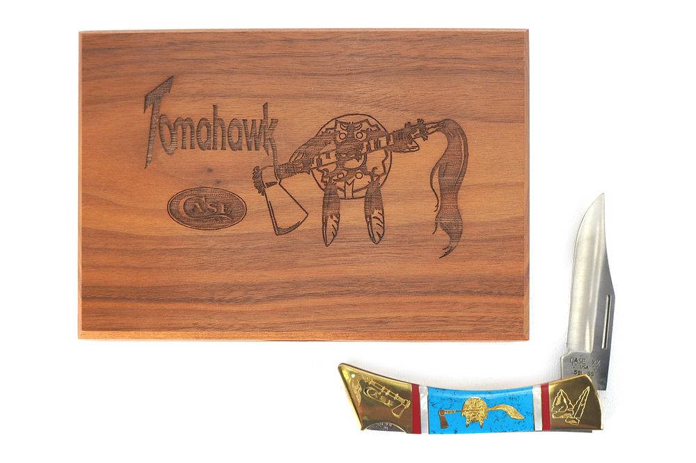 Lot 288: Case Brand Knife Tomahawk Theme with Wood Case