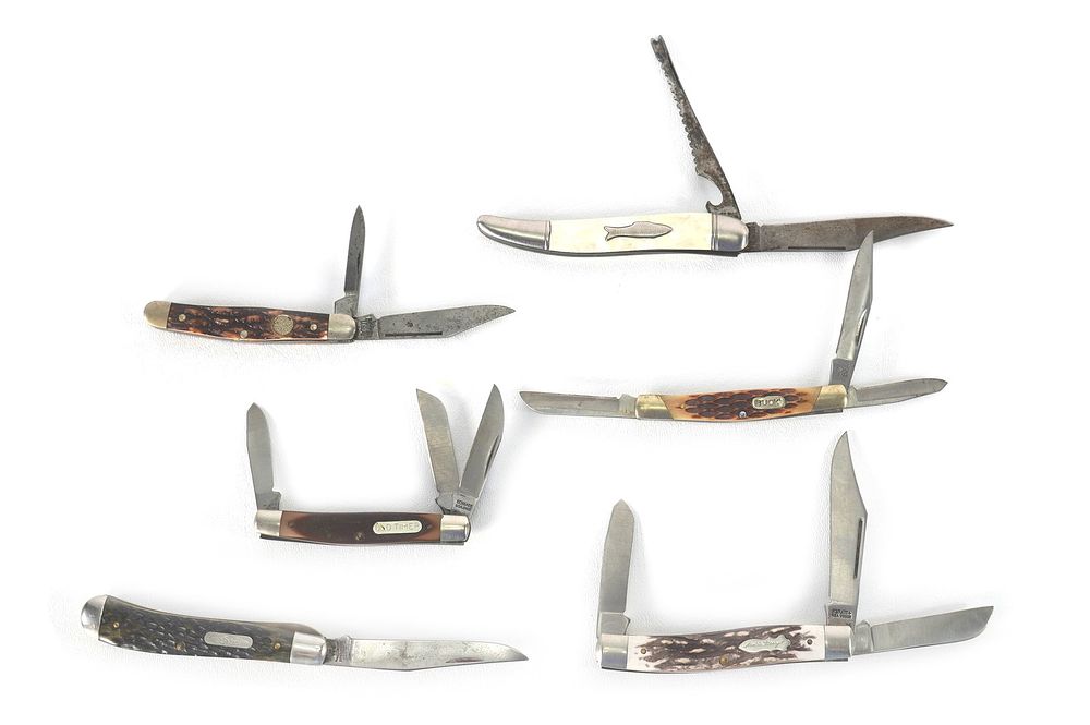 Lot 293: (6) Pocket Knives Old Timer/Buck/Imperial/Parker Frost/Uncle Henry/Boxer