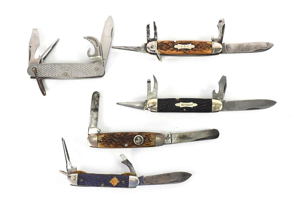 Lot 296: (5) Pocket Knives Remington/Camillus/Imperial/Solingen-Cutlery