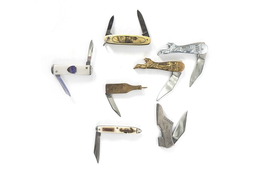 Lot 298: (7) Advertising Pocket Knives, N.C.C./Remingto/Ideal/Procut Co./Remington/Elosi