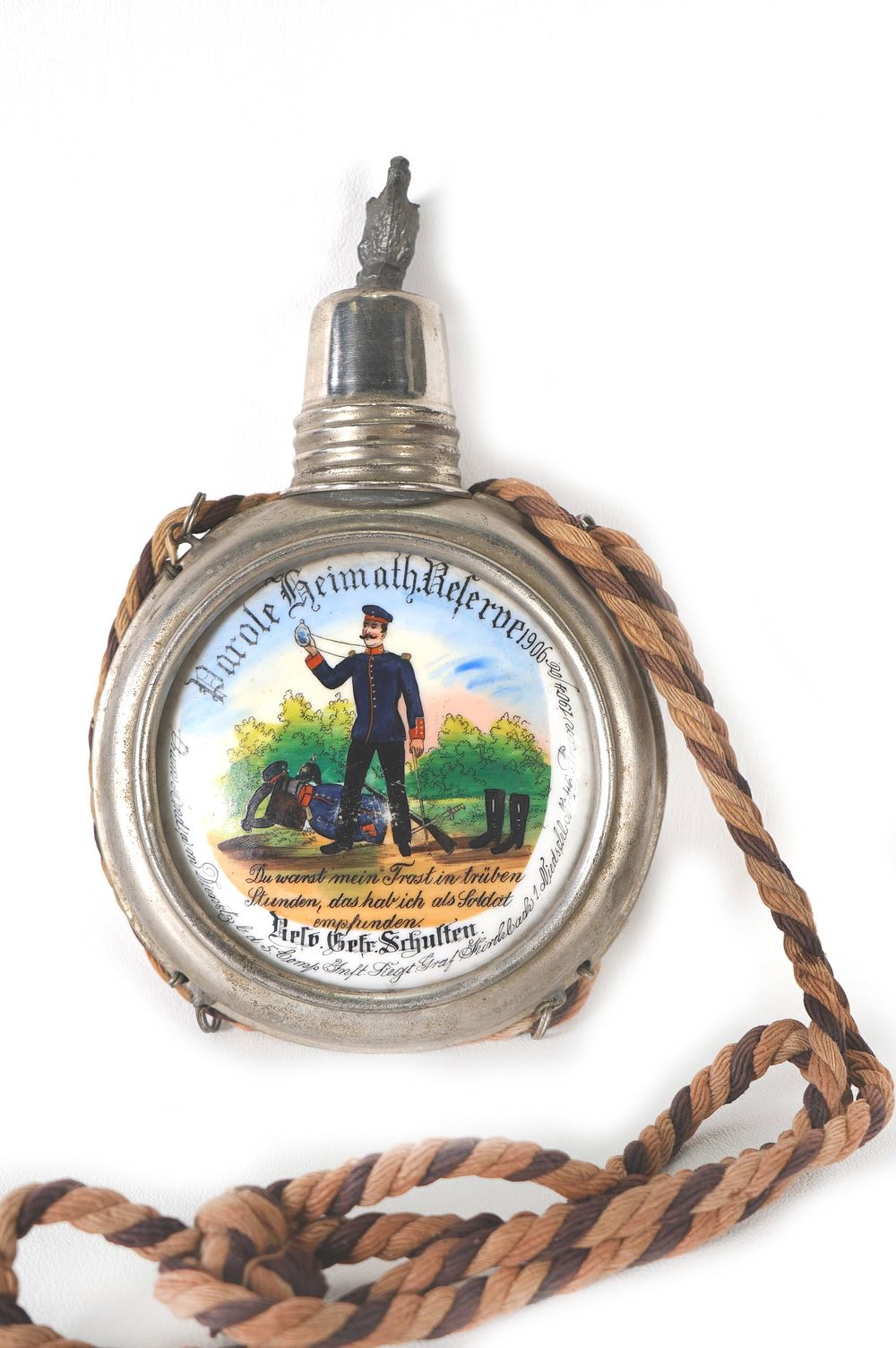 Lot 315: 1906 Pre-WWI Imperial German Flask Named 46th Regiment