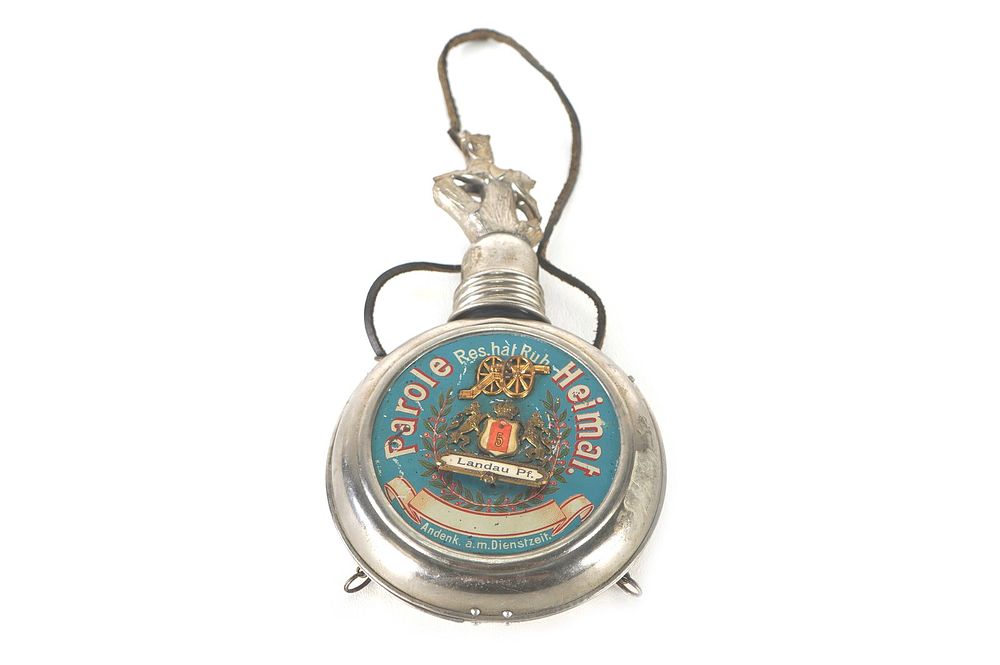 Lot 323: Pre-WWI German 5th Artillery Division Military Flask Landau Pf