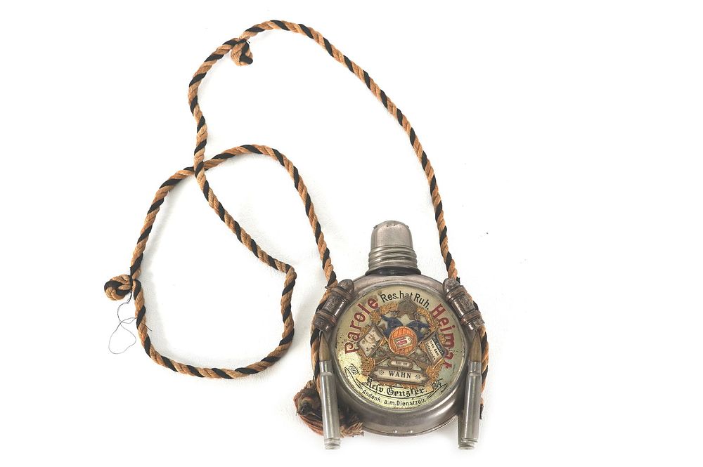 Lot 333: 1912-1914 WWI Named Officer Flask Adorned with Rifle Shells