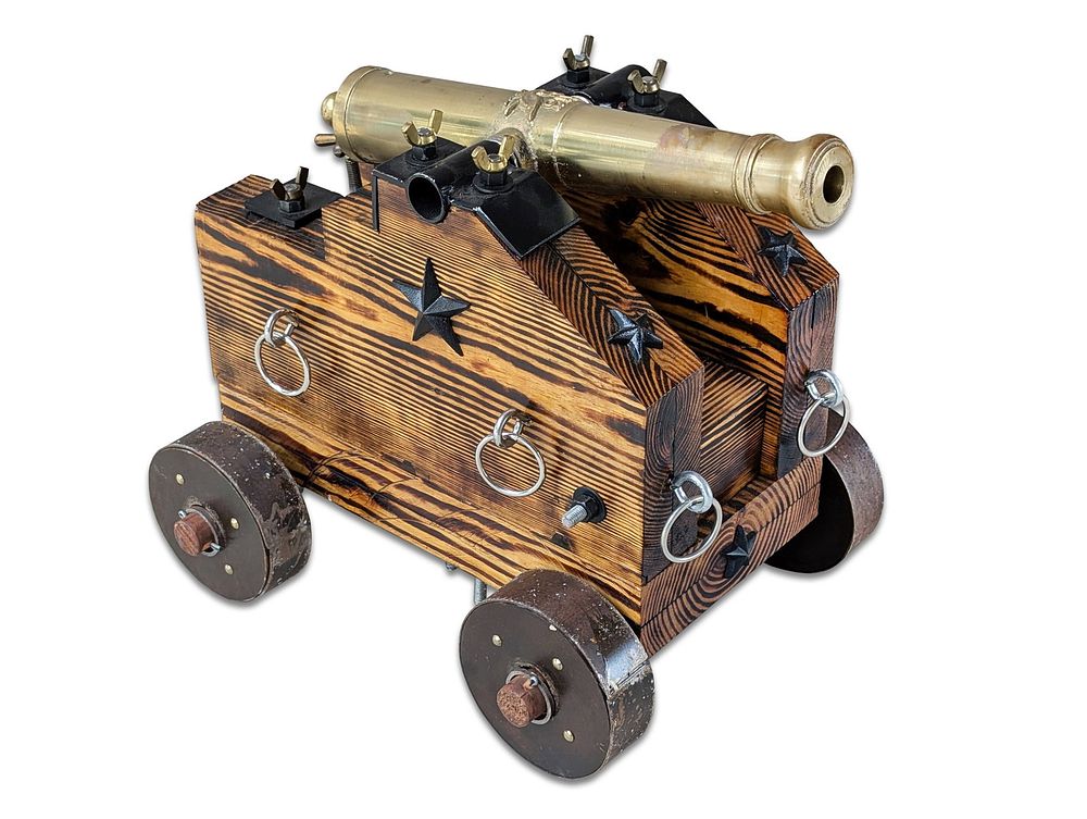Lot 344: Brass Cannon Marked US with Eagle 21" Long in Carriage
