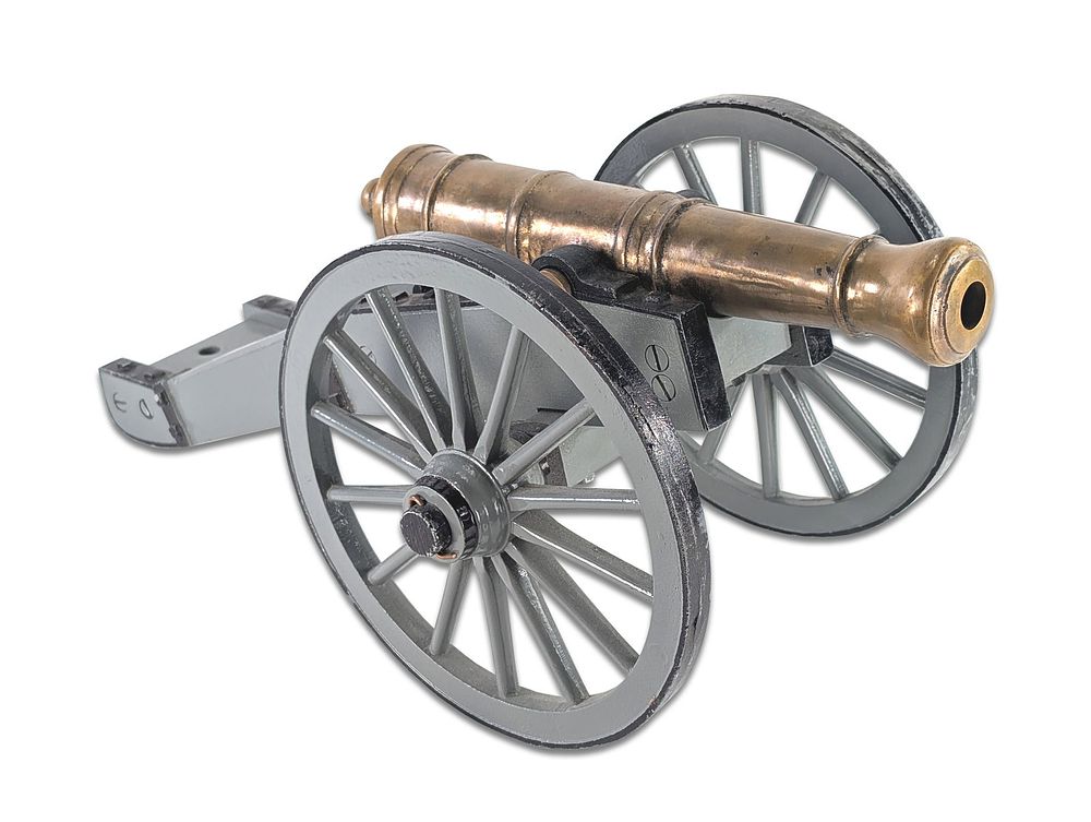 Lot 345: Brass Cannon 13.5" Long on Gun Carriage
