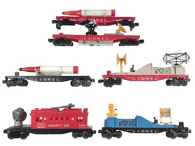 (6) Lionel Security Radar & Monitor Cars Assorted. A group of six Lionel security and 