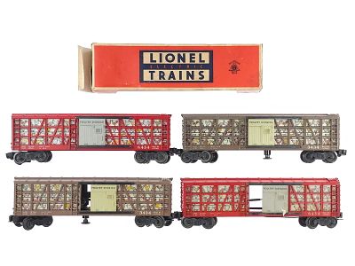 (4) Lionel Poultry Dispatch Assorted. A group of four Lionel Poultry Dispatch cars including 