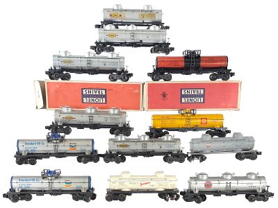 (12) Lionel Tanker Cars Assorted. A group of twelve Lionel tanker cars including Rocket Fuel 
