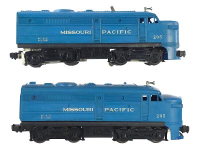 (2) 205 Missouri Pacific Locomotives. A pair of Lionel 205 Missouri Pacific locomotives, one 