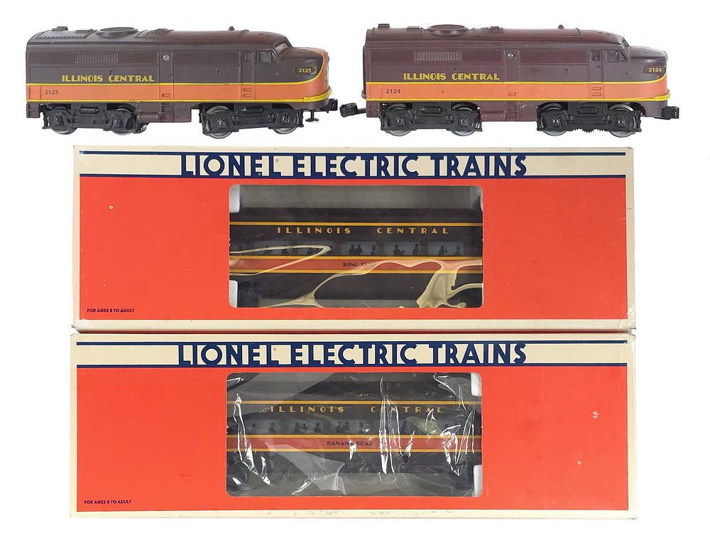 Lot 279: (4) Lionel Illinois Central Engine & Passenger Car