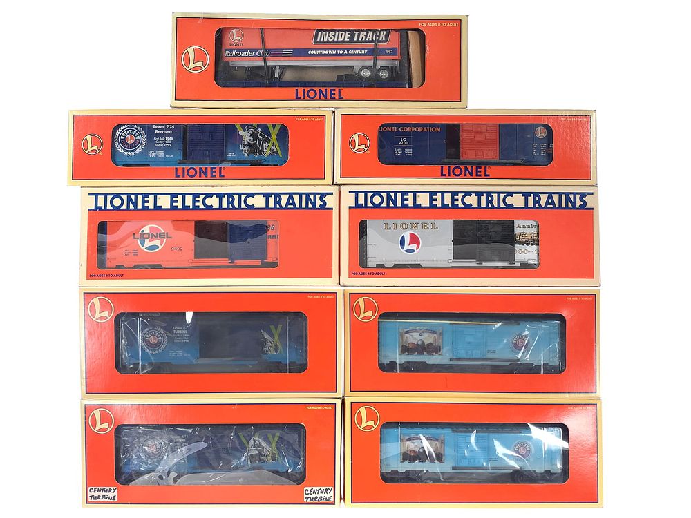 Lot 294: (9) Lionel Commemorative Boxcar Century Railroader Club 85th Anniversary Lot