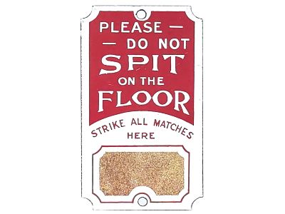 1970 Porcelain "Please Do Not Spit on Floor" Sign. Presented is a vintage 1970 porcelain "Please 