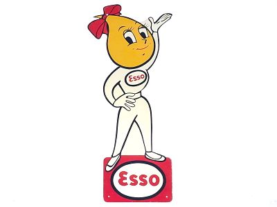 Esso Oil Drop Girl Single-Sided Sign. Presented is an Esso Oil Drop Girl advertising sign from 