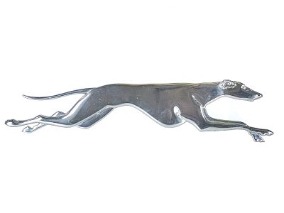 Steel Greyhound Bus Emblem. A vintage steel Greyhound bus emblem. The reverse retains its 