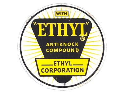 Ethyl Corporation 3" Burst Single Sided Porcelain Pump Plate Sign. This single-sided porcelain 