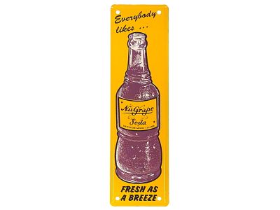 NuGrape Soda "Fresh As A Breeze" Porcelain Advertising Sign. A single-sided porcelain enamel 