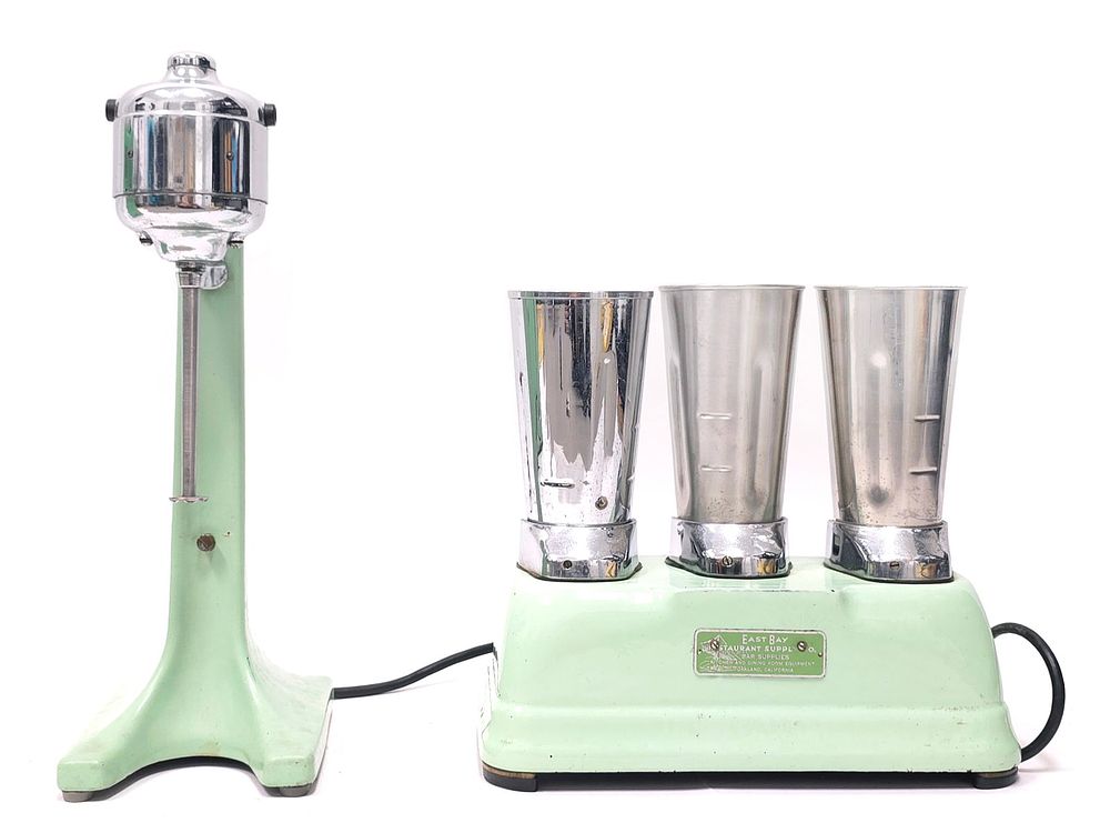 Lot 151: (2) Vintage Oster & Hamilton Beach Mixers with Porcelain Bases
