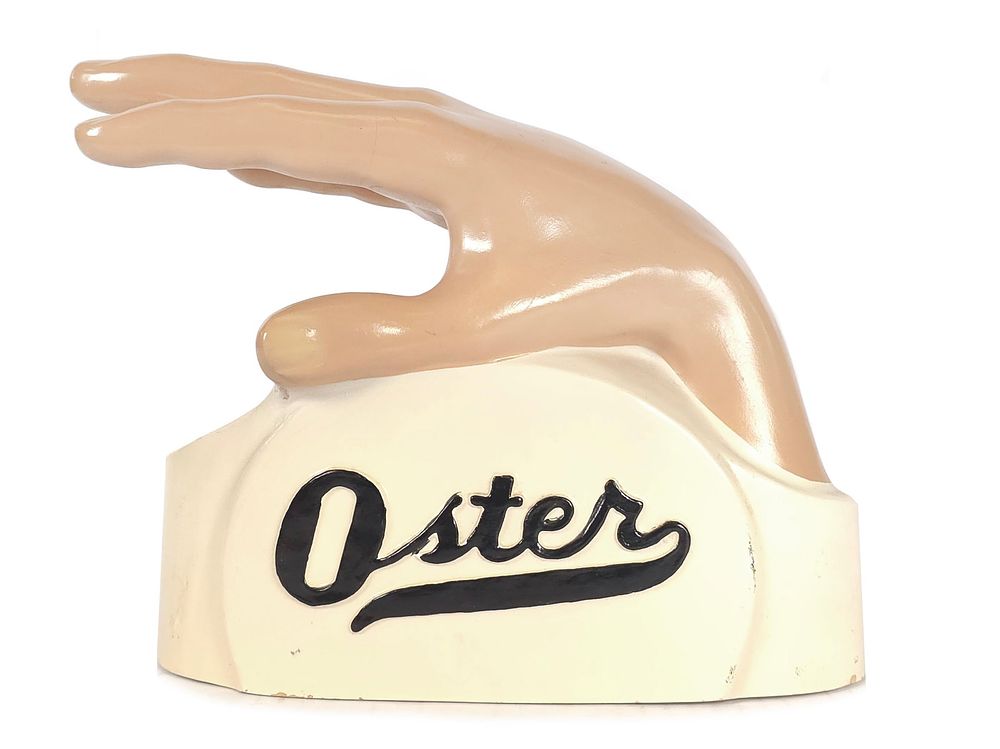 Lot 153: Oster's "Stim-U-Lax" Massager Store Advertising Display Hand