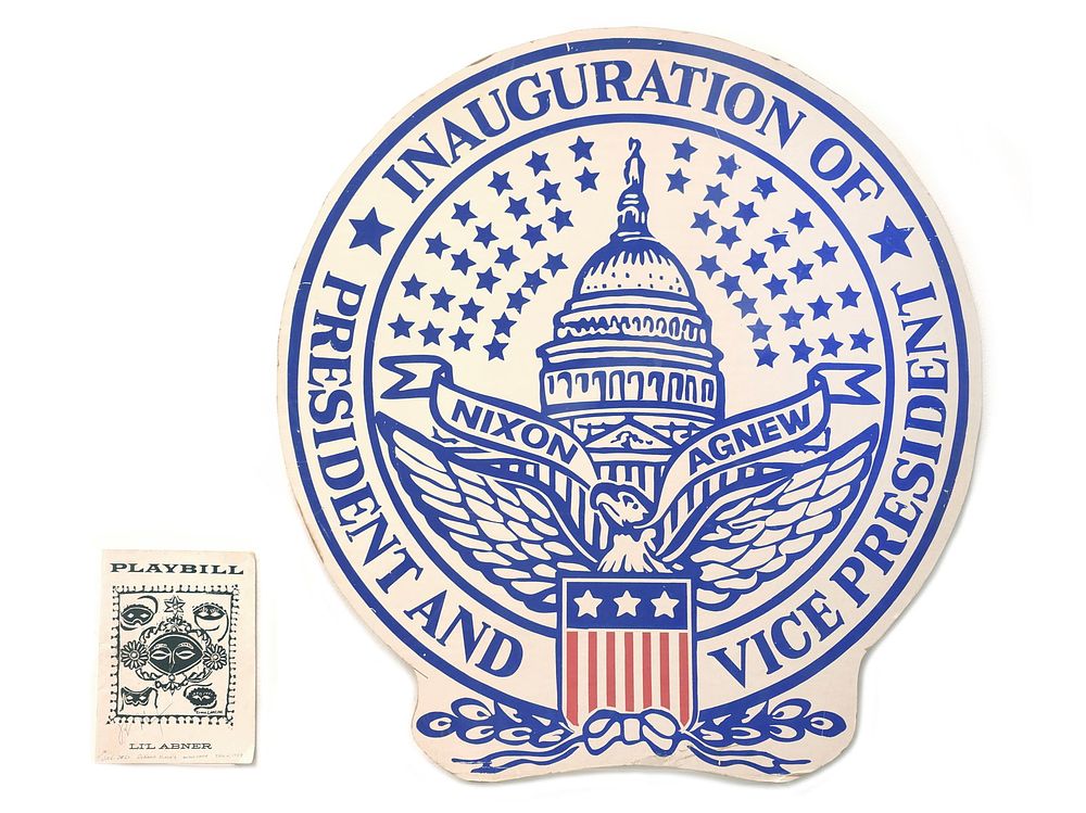 Lot 156: 1969 Nixon & Agnew Presidential Inauguration Cardboard Sign